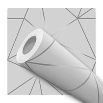Papel De Parede Adesivo Geométrico Cinza E Prata Quarto Sala 2.5m