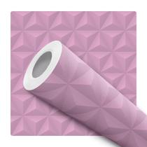 Papel de Parede Adesivo Geométrico Efeito 3D Gesso Rosa Magenta Moderno Quarto Sala de Estar