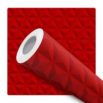 Papel de Parede Adesivo Geométrico Efeito 3D Gesso Vermelho Moderno Quarto Sala de Estar 3m Papel de Parede Adesivo Geométrico Efeito 3D Gesso Vermelho Moderno Quarto Sala de Estar 3m