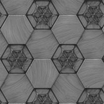 Papel de Parede Adesivo Geométrico Hexágono Cinza Autocolante 1 Metro