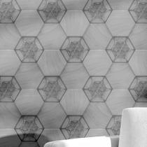 Papel de Parede Adesivo Geométrico Hexágono Cinza Autocolante