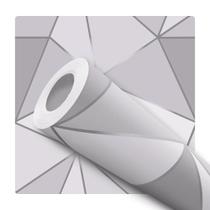 Papel de Parede Adesivo Geométrico Triangular Cinza Prata Moderno Quarto Sala de Estar