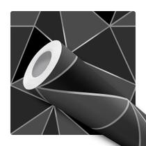 Papel de Parede Adesivo Geométrico Triangular Preto Cinza Prata Moderno Quarto Sala de Estar Papel de Parede Adesivo Geométrico Triangular Preto Cinza Prata Moderno Quarto Sala de Estar