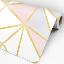 Papel de Parede Adesivo Geométrico Triangulos Rose Gold 50m - Fwb