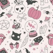 Papel De Parede Adesivo Halloween Rosa Menina Quarto Teen 2m