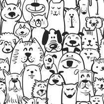 Papel de parede adesivo Heroad com cães preto e branco 44 x 300 cm Papel de parede adesivo Heroad com cães preto e branco 44 x 300 cm
