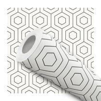 Papel de Parede Adesivo Hexágono Geométrico Preto e Bege Moderno Quarto Sala de Estar Papel de Parede Adesivo Hexágono Geométrico Preto e Bege Moderno Quarto Sala de Estar