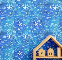 Papel de Parede Adesivo Impermeável Vinil Estrela do Mar e Peixe, Verde, para Quarto Infantil - S4Sassy Papel de Parede Adesivo Impermeável Vinil Estrela do Mar e Peixe, Verde, para Quarto Infantil - S4Sassy