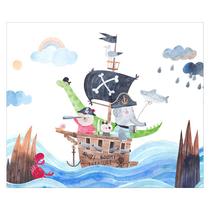 Papel de Parede Adesivo Infantil Animais Piratas Bebe Quarto - 489pcm