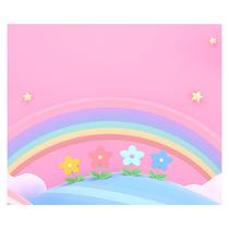Papel de Parede Adesivo Infantil Arco-íris Rosa Nuvens Bebe Quarto Menina - 504pcm