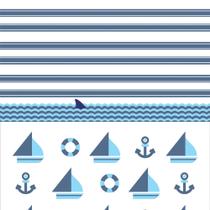 Papel de Parede Adesivo Infantil Barcos A Vela Ancora Listras Azul Baby Marinheiro REF:DPIN32