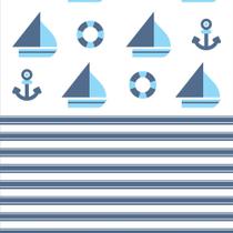 Papel de Parede Adesivo Infantil Barcos A Vela Ancora Listras Azul Baby Marinheiro REF:DPIN33
