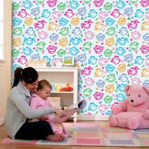 Papel de parede adesivo infantil carinhas coloridas ( med. 90x300 cm)