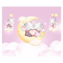 Papel de Parede Adesivo Infantil Elefantes Nuvens Bebe Quarto - 599pcm Papel de Parede Adesivo Infantil Elefantes Nuvens Bebe Quarto - 599pcm