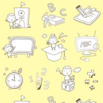 Papel de Parede Adesivo Infantil Escolinha Numerais ABC Baby Fundo Amarelinho - REF:DPIN01