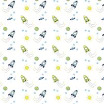 Papel de Parede Adesivo Infantil Foguete Sol e Lua 2,70x0,57