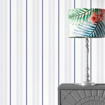 Papel de Parede Adesivo Infantil Listrado em Tons de Cinza e Azul