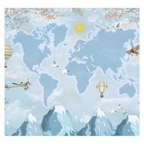 Papel de Parede Adesivo Infantil Mapa Mundi Quarto Bebe - 753pcp