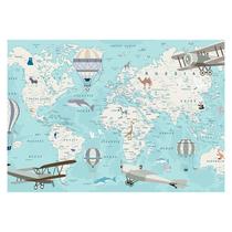 Papel de Parede Adesivo Infantil Mapa Mundi Quarto Bebe - 768pcm