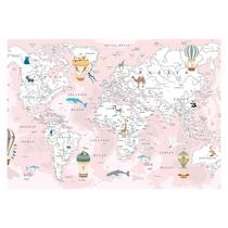 Papel de Parede Adesivo Infantil Mapa Mundi Quarto Menina - 764pcm