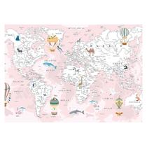 Papel de Parede Adesivo Infantil Mapa Mundi Quarto Menina - 764pcp