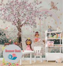 Papel de Parede Adesivo Infantil Menina Banlanço Arvore M² BN 114 - BANNER BANNI