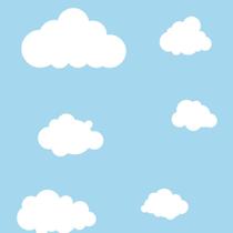 Papel De Parede Adesivo Infantil Nuvens No Céu Azul Ssin-015