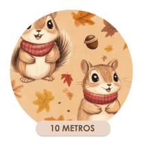Papel de Parede Adesivo Infantil Outono Esquilos