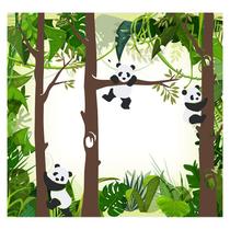 Papel de Parede Adesivo Infantil Pandas Floresta Bebe Quarto - 502pcp