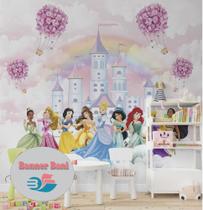 Papel de Parede Adesivo Infantil Princesas da Disney Castelo M² BN 01 - BANNER BANNI