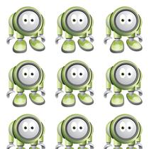 Papel de Parede Adesivo Infantil Robozinhos Idênticos Verde Fundo Branco - REF:DPIN06