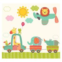 Papel de Parede Adesivo Infantil Safari Animais Bebe Quarto - 519pcp
