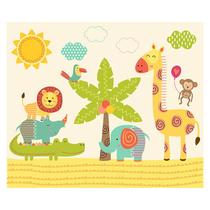 Papel de Parede Adesivo Infantil Safari Animais Bebe Quarto - 587pcm