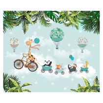 Papel de Parede Adesivo Infantil Safari Animais Quarto Bebe - 672pcm