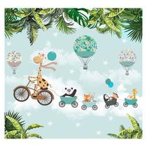 Papel de Parede Adesivo Infantil Safari Animais Quarto Bebe - 672pcp