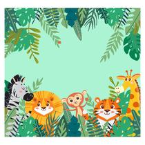 Papel de Parede Adesivo Infantil Safari Animais Quarto Bebe - 719pcp