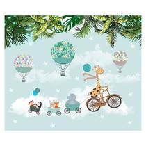 Papel de Parede Adesivo Infantil Safari Balões Bebe Quarto Menino - 576pcm Papel de Parede Adesivo Infantil Safari Balões Bebe Quarto Menino - 576pcm