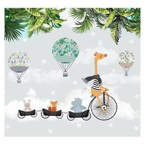 Papel de Parede Adesivo Infantil Safari Bicicleta Quarto Criança - 656pcp
