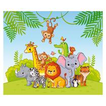 Papel de Parede Adesivo Infantil Safari Floresta Quarto Bebe - 714pcm
