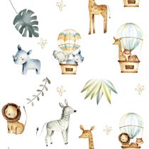 Papel de Parede Adesivo Infantil Safari Girafa Leão Zebra Rinoceronte PPDIN181 3,00M X 0,50M Papel de Parede Adesivo Infantil Safari Girafa Leão Zebra Rinoceronte PPDIN181 3,00M X 0,50M