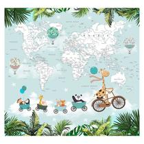 Papel de Parede Adesivo Infantil Safari Mapa Mundi Quarto Menino Menina - 640pcp Papel de Parede Adesivo Infantil Safari Mapa Mundi Quarto Menino Menina - 640pcp