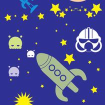 Papel de Parede Adesivo Infantil Star Wars Galáxia Estrelas Fundo Azul Azul REF:DPIN39