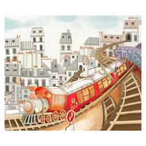 Papel de Parede Adesivo Infantil Trem Meios de Transporte Cidade Bebe Quarto - 506pcm Papel de Parede Adesivo Infantil Trem Meios de Transporte Cidade Bebe Quarto - 506pcm