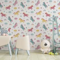 Papel De Parede Adesivo Infantil Unicórnios Coloridos 2,80m