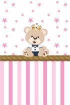 Papel De Parede Adesivo Infantil Ursinho Listra Rosa 300x52cm Papel De Parede Adesivo Infantil Ursinho Listra Rosa 300x52cm