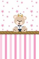 Papel De Parede Adesivo Infantil Ursinho Listra Rosa 300x52cm