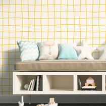 Papel de Parede Adesivo Infantil Xadrez Quadriculado Amarelo 1m