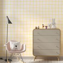 Papel de Parede Adesivo Infantil Xadrez Quadriculado Amarelo Claro 1m