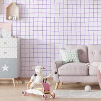 Papel de Parede Adesivo Infantil Xadrez Quadriculado Roxo 1m