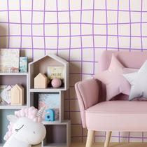 Papel de Parede Adesivo Infantil Xadrez Quadriculado Roxo 3m